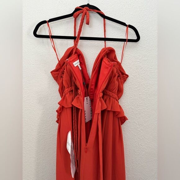 Dress The Population Athena Halter Maxi Gown Dress Poppy Orange Size Large NEW - Picture 9 of 10